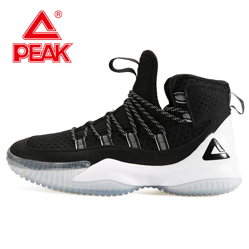 PEAK Men Court Basketball Shoes Cushioning Sneakers Black White  DA830551