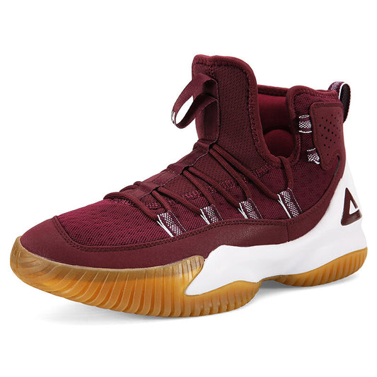 PEAK Men Court Basketball Shoes Cushioning Sneakers Burgundy DA830551