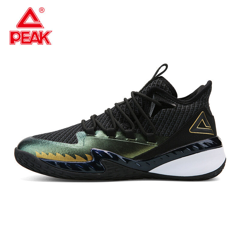PEAK Professional Basketball Shoes Mid Sneakers Black Gold DA920231
