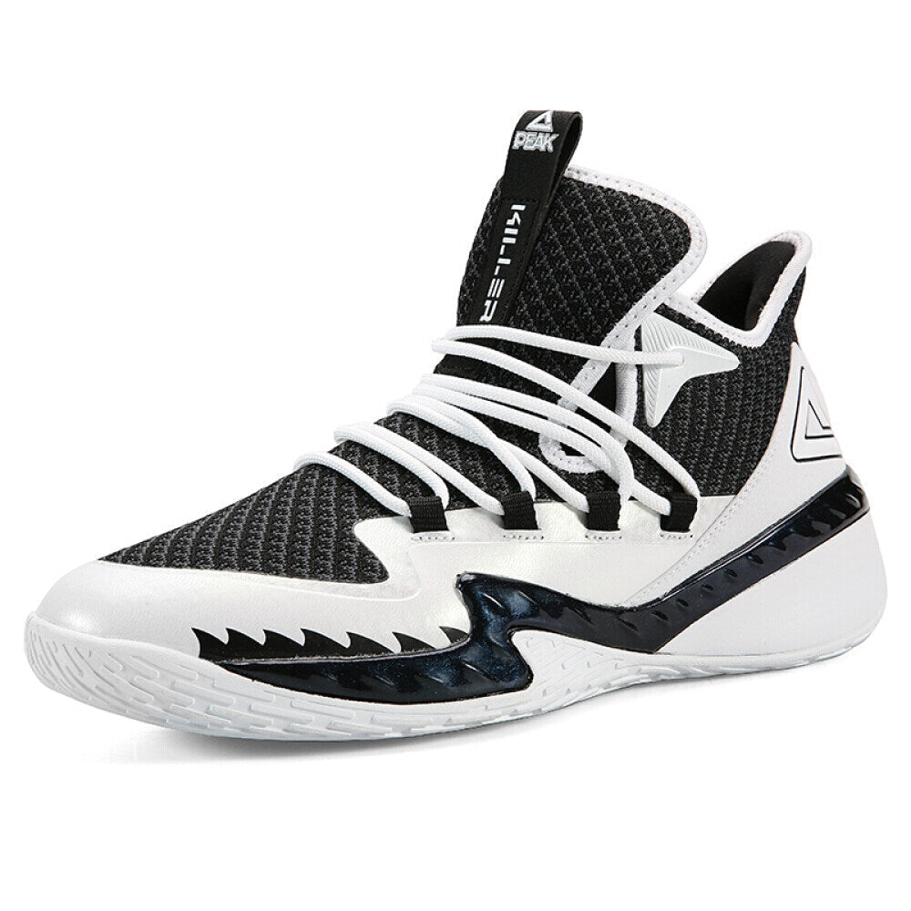 PEAK Professional Basketball Shoes Mid Sneakers White Black DA920231