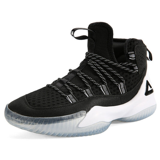 PEAK Men Court Basketball Shoes Cushioning Sneakers Black White DA830551