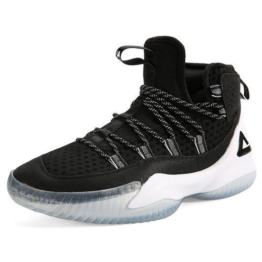 PEAK Men Court Basketball Shoes Cushioning Sneakers Black White  DA830551