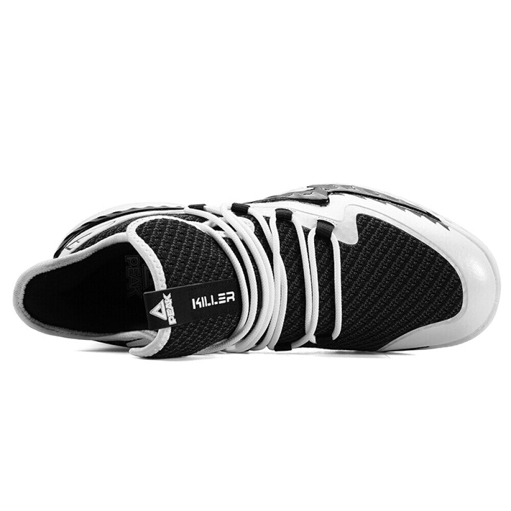PEAK Professional Basketball Shoes Mid Sneakers White Black DA920231